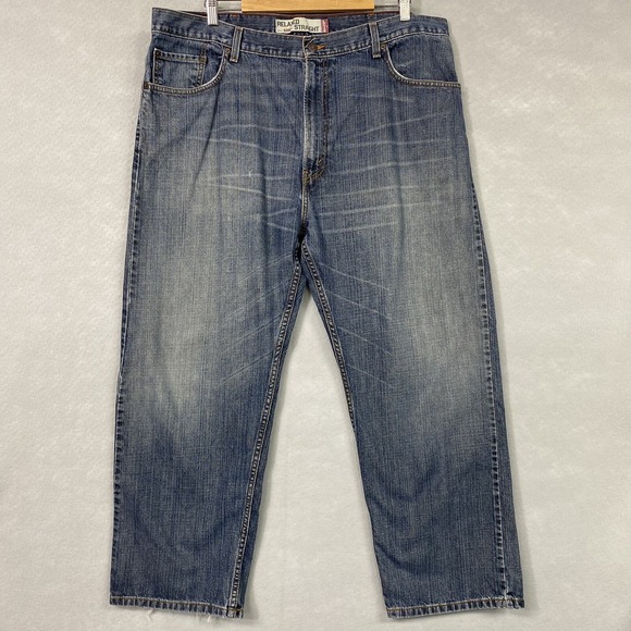Levi's 559 Jeans Men's 42 x 30 Denim Relaxed Straight Leg Blue Fading Whiskering - Picture 1 of 14